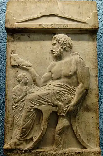 Tombstone of the shoemaker Xanthippos. Marble, Greek artwork, ca. 430-420 BC. From Athens