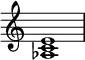 { \omit Score.TimeSignature \relative c' { <as c e>1 } }